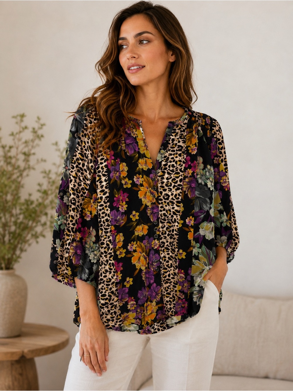 Johnny Was Zane Silk Easy Blouse XXS
